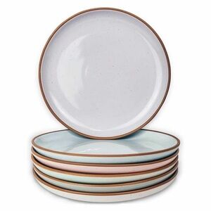 NEW 6 Pack Mora Ceramic Coloured Dinner Plates - Oven & Dishwasher Safe 10 Inch
